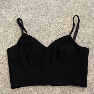 Black Cropped Bustier Tank Top